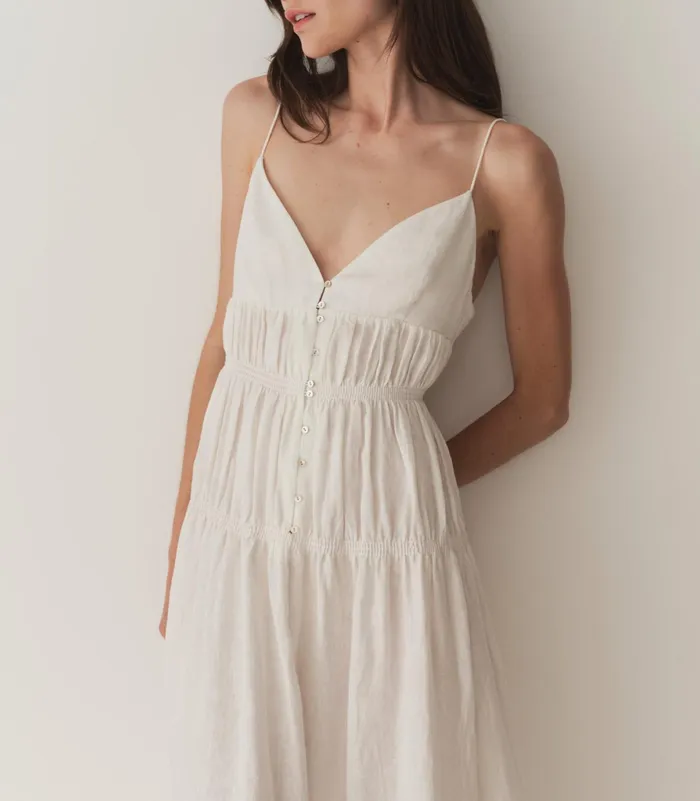 DEN Irina Linen Dress Salt Women Dresses