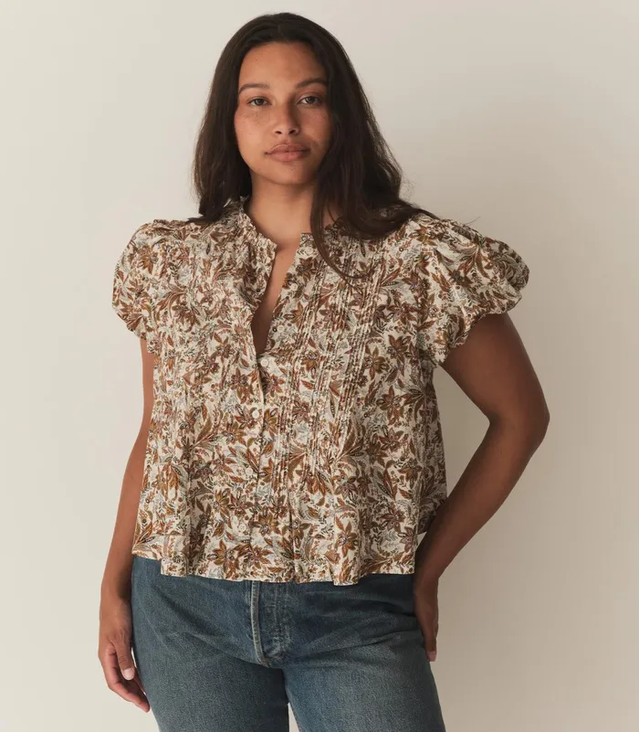 DEN Millie Top Blanc Narcissus Floral Women Tops