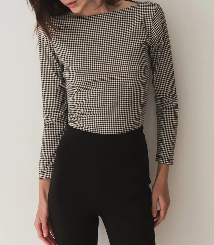 DEN Paulette Tee Noir La Maddalena Gingham Women Tees