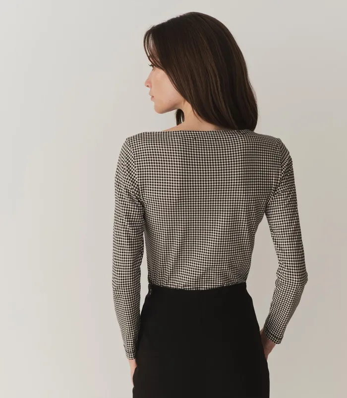 DEN Paulette Tee Noir La Maddalena Gingham Women Tees DEN Paulette Tee Noir La Maddalena Gingham Women Tees