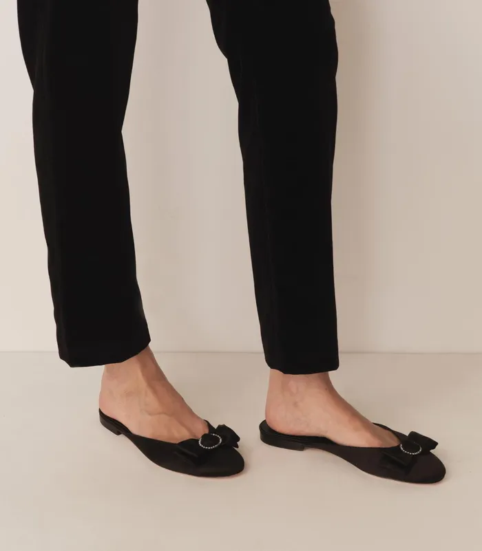 DEN Tilly Mule Black Satin Women Shoes