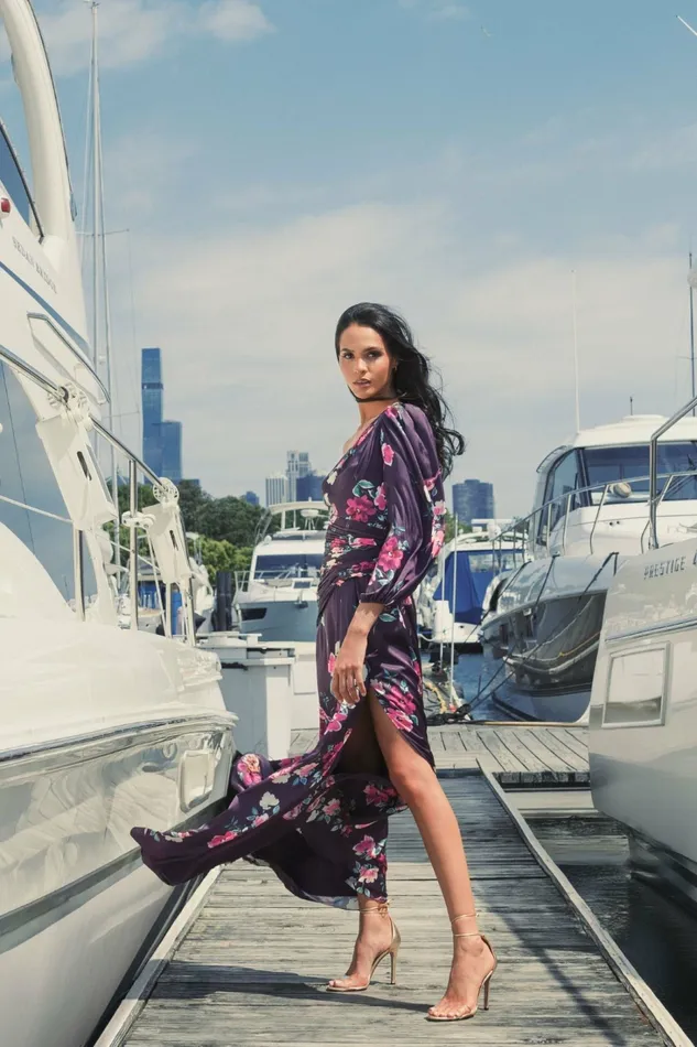 Daytime Dresses Women Plum Floral Print One Sleeve Gown Plum Floral Mac Duggal