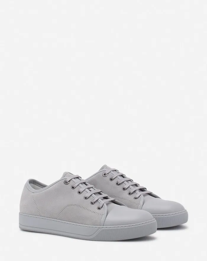 Dbb1 Leather And Suede Sneakers Light Greylight Grey Men Lanvin Sneakers
