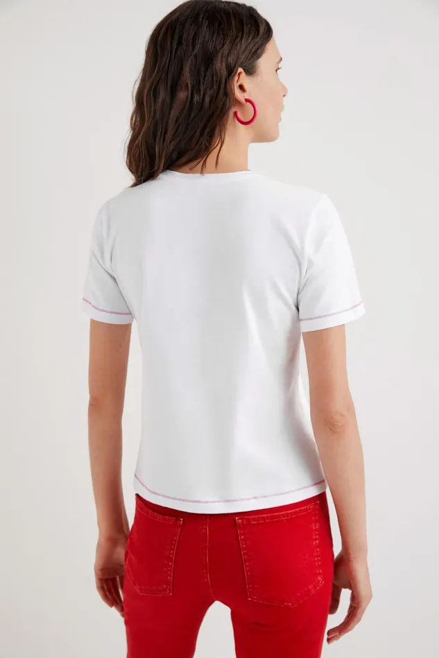 Desigual Arty Backstitching Tshirt Women Tshirts