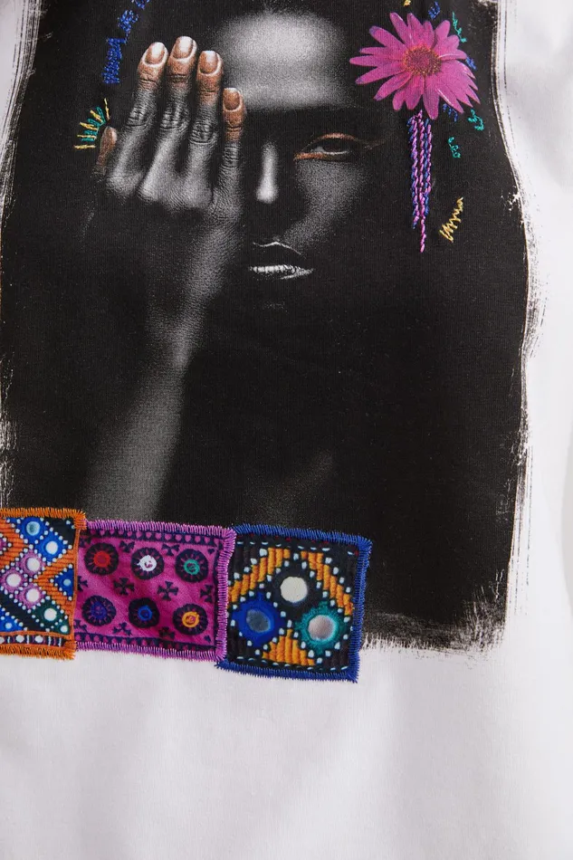 Desigual Arty Backstitching Tshirt Women Tshirts