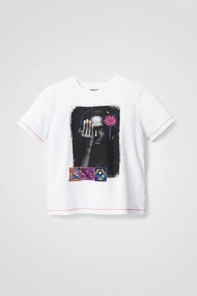 Desigual Arty Backstitching Tshirt Women Tshirts