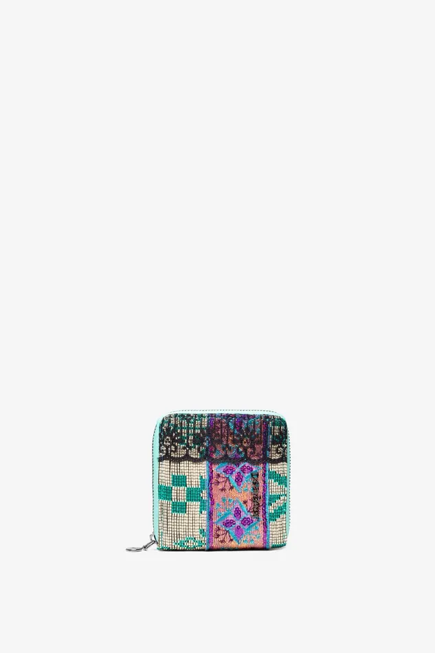Desigual Coin Wallet Patch Animal Raffia And Lace Women Wallets