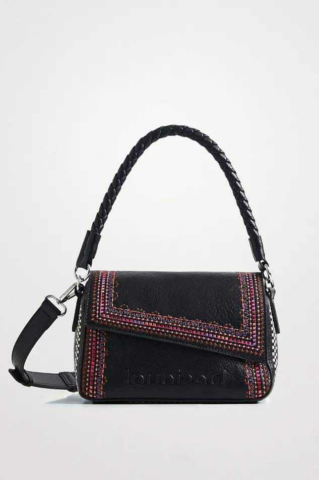 Desigual Embroidered Black Sling Bag Women Crossbody Bags