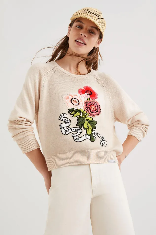 Desigual Embroidered Flower Jumper Women Sweaters
