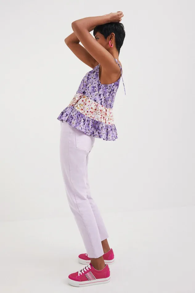 Desigual Floral Strap Top Women Tops and Shirts