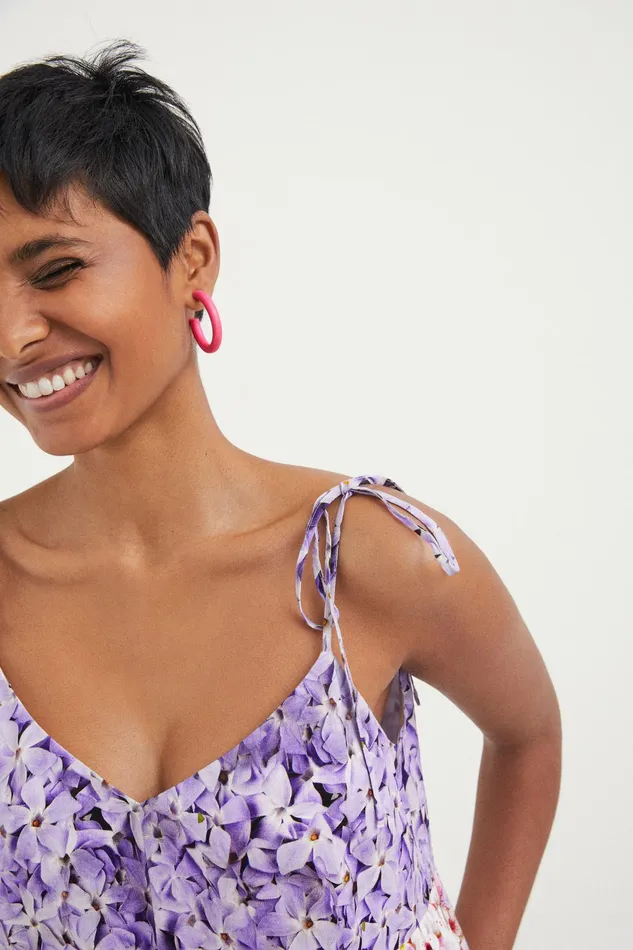 Desigual Floral Strap Top Women Tops and Shirts