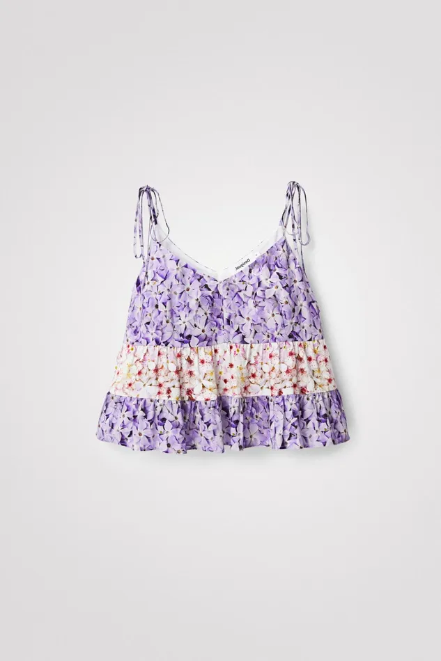 Desigual Floral Strap Top Women Tops and Shirts