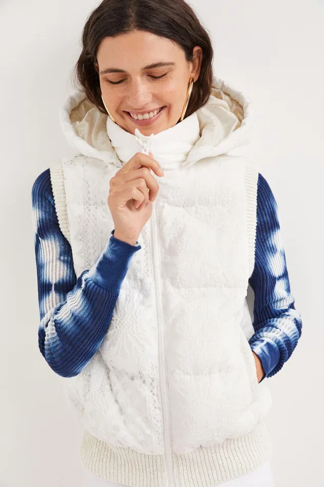 Desigual Lace Quilted Gilet Women Jackets