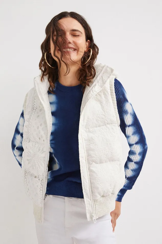 Desigual Lace Quilted Gilet Women Jackets