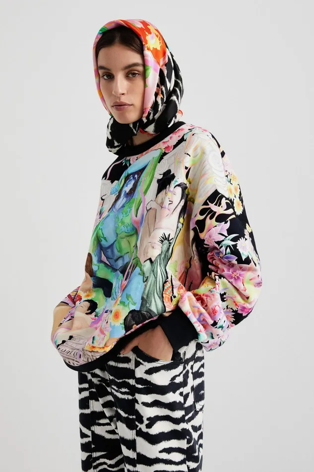 Desigual Oversized Plush Sweatshirt Women Sweatshirts