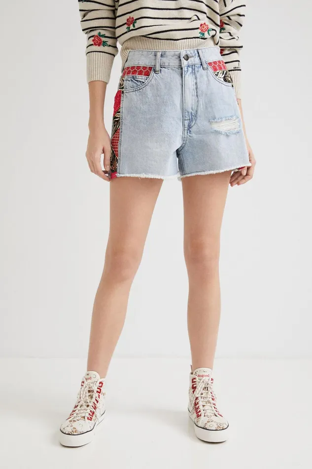 Desigual Patchwork Denim Shorts Women Skirts and Shorts