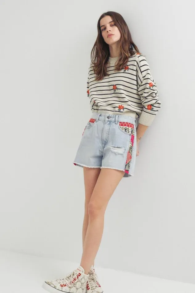 Desigual Patchwork Denim Shorts Women Skirts and Shorts
