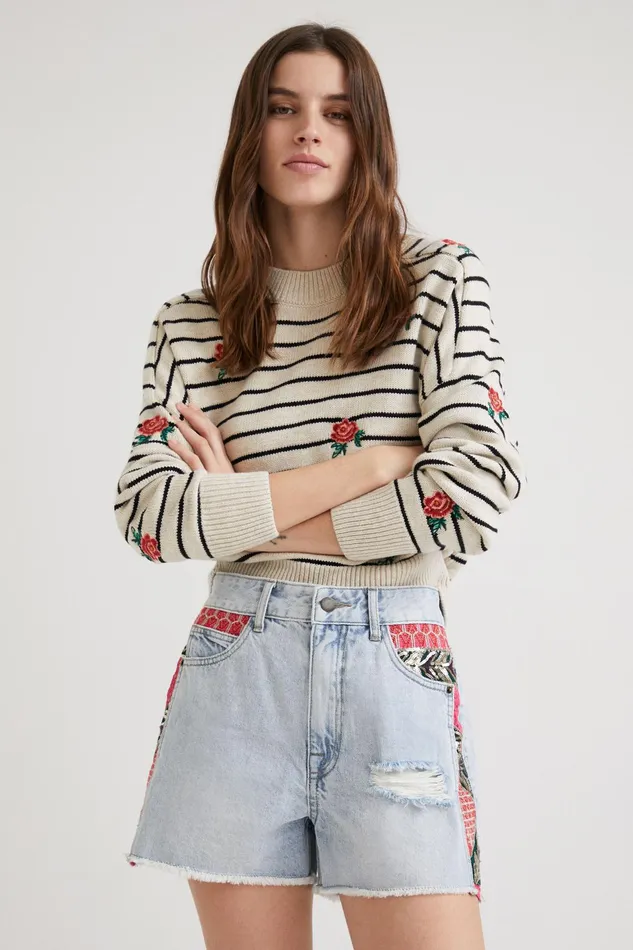 Desigual Patchwork Denim Shorts Women Skirts and Shorts