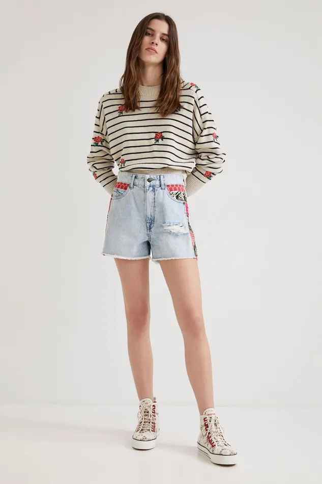 Desigual Patchwork Denim Shorts Women Skirts and Shorts