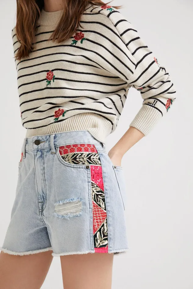 Desigual Patchwork Denim Shorts Women Skirts and Shorts