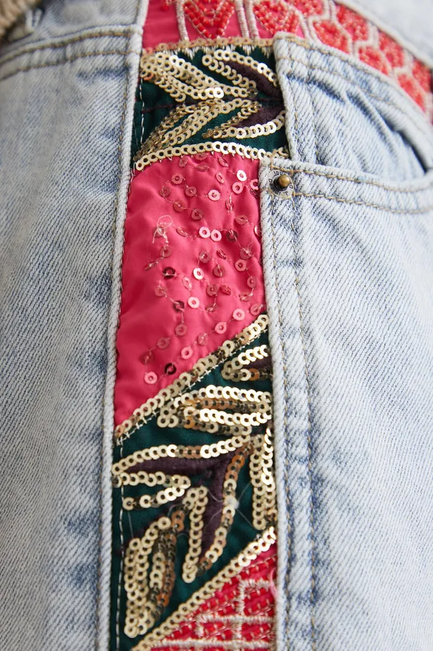 Desigual Patchwork Denim Shorts Women Skirts and Shorts