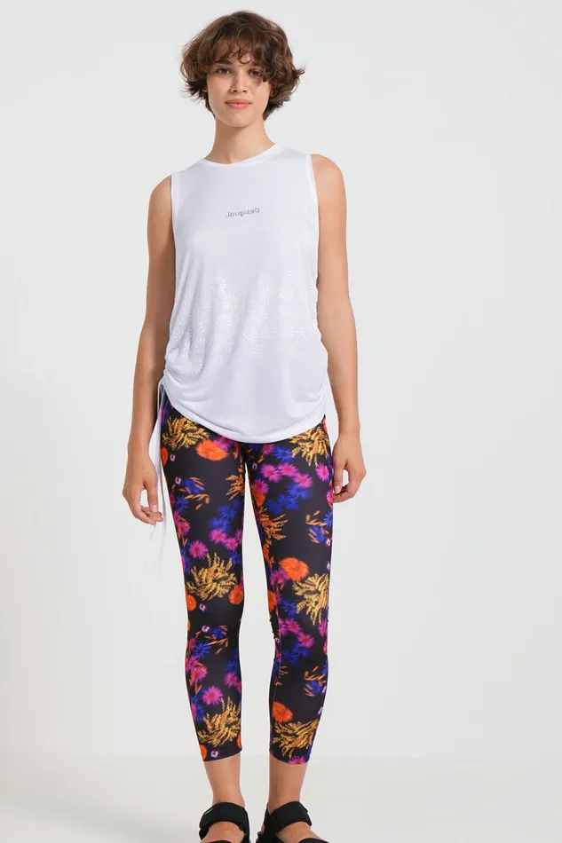Desigual Ruched Flocked Tshirt Women Sportswear