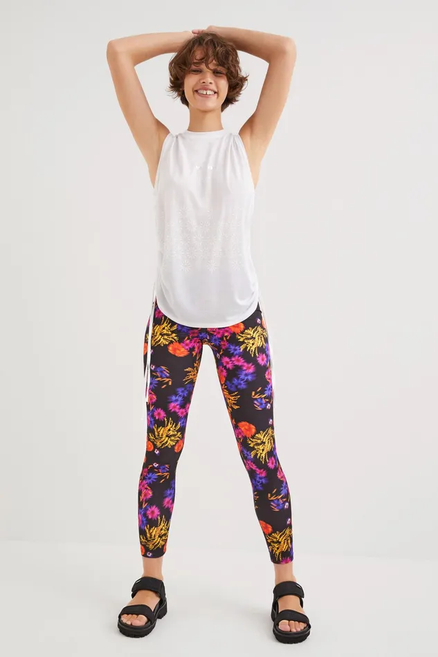 Desigual Ruched Flocked Tshirt Women Sportswear