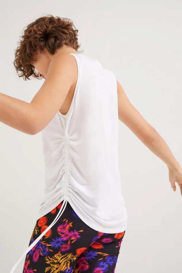 Desigual Ruched Flocked Tshirt Women Sportswear