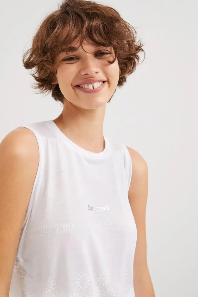 Desigual Ruched Flocked Tshirt Women Sportswear