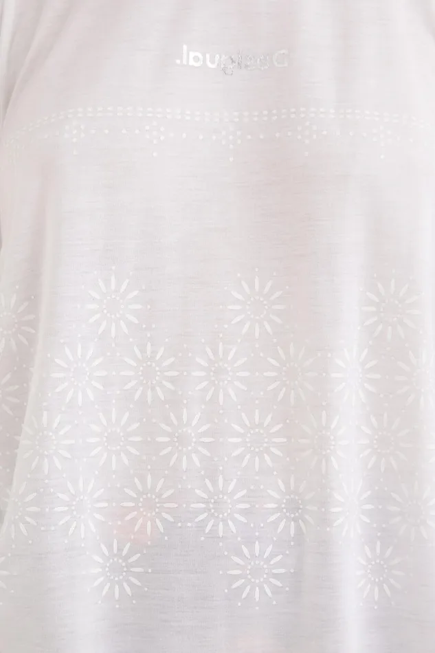 Desigual Ruched Flocked Tshirt Women Sportswear