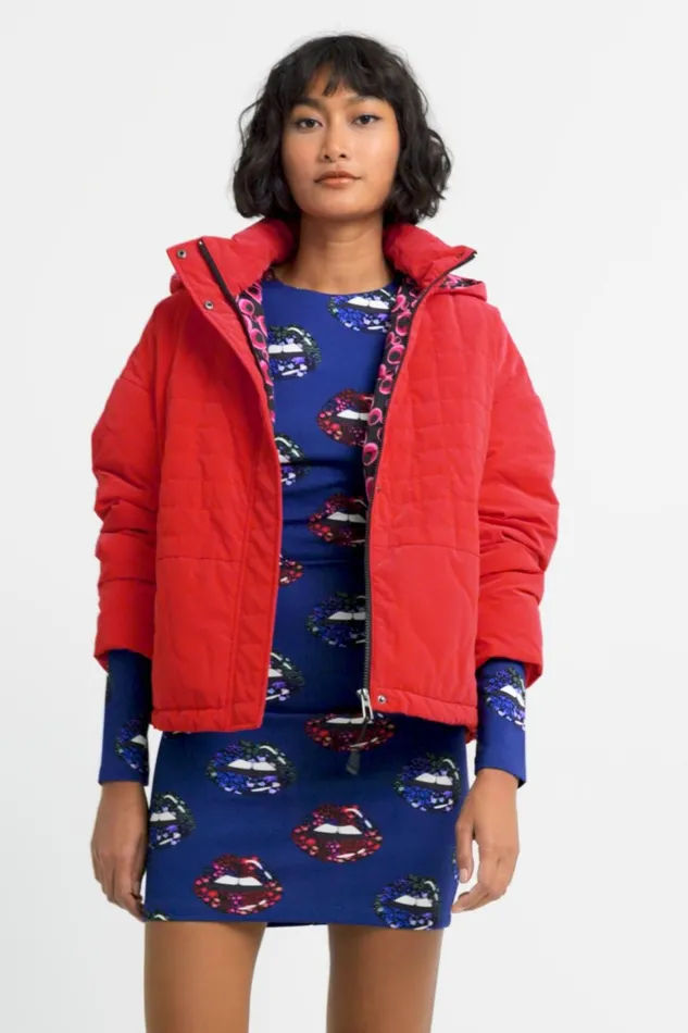 Desigual Short Quilted Hooded Jacket Women Jackets
