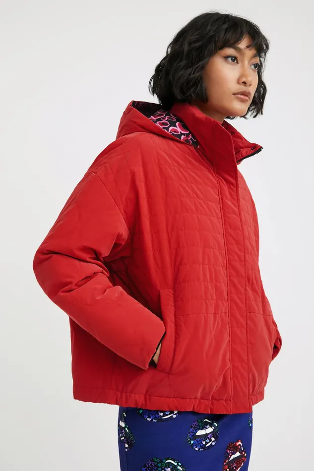 Desigual Short Quilted Hooded Jacket Women Jackets
