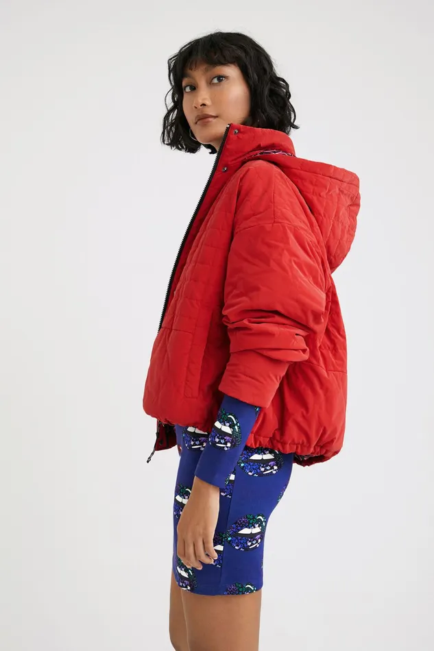 Desigual Short Quilted Hooded Jacket Women Jackets