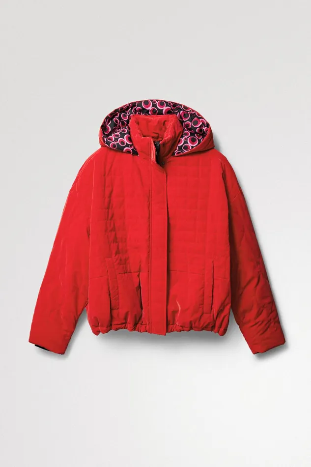 Desigual Short Quilted Hooded Jacket Women Jackets