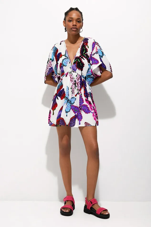 Desigual Sustainable Butterfly Tunic Women Swimwear