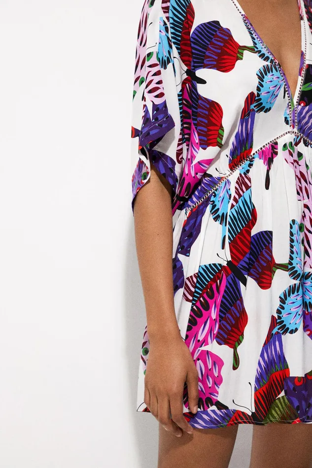 Desigual Sustainable Butterfly Tunic Women Swimwear