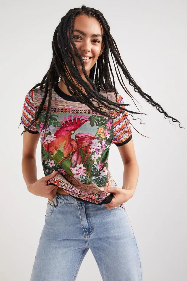 Desigual Tricot Parrot Tshirt Women Tshirts