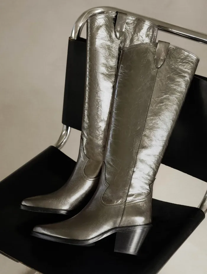 Dolores Cosmic Silver Women Bobbies Knee High Boots