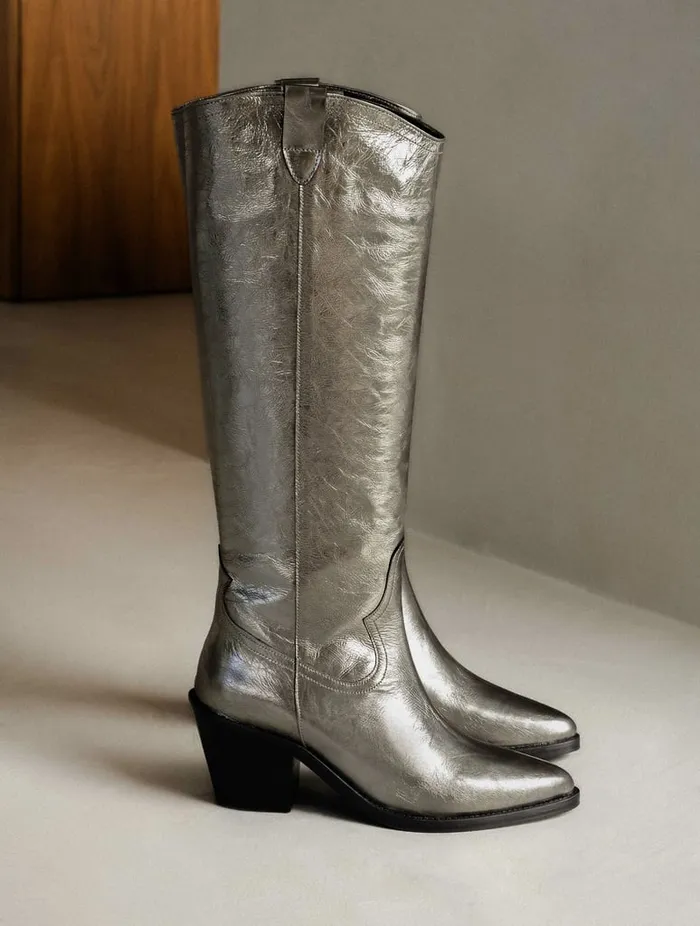 Dolores Cosmic Silver Women Bobbies Knee High Boots
