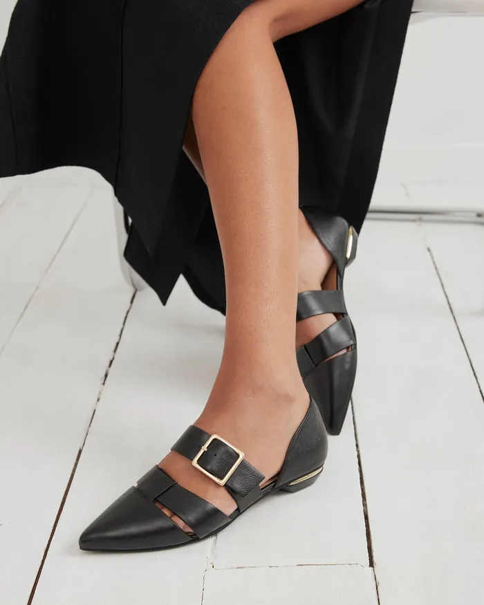 DRESS Carla dress flats black leather jomercer Women DRESS Carla dress flats black leather jomercer Women