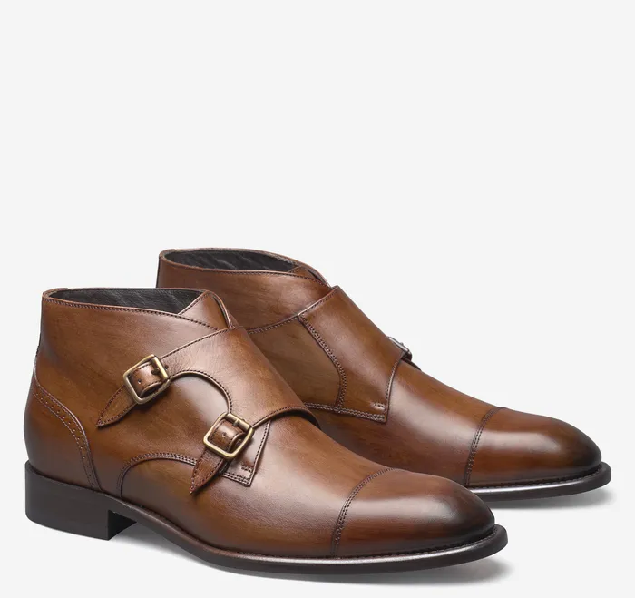 Dress Shoes Ellsworth Double Buckle Boot Brown HandStained Calfskin 8211 Johnston and Murphy Men