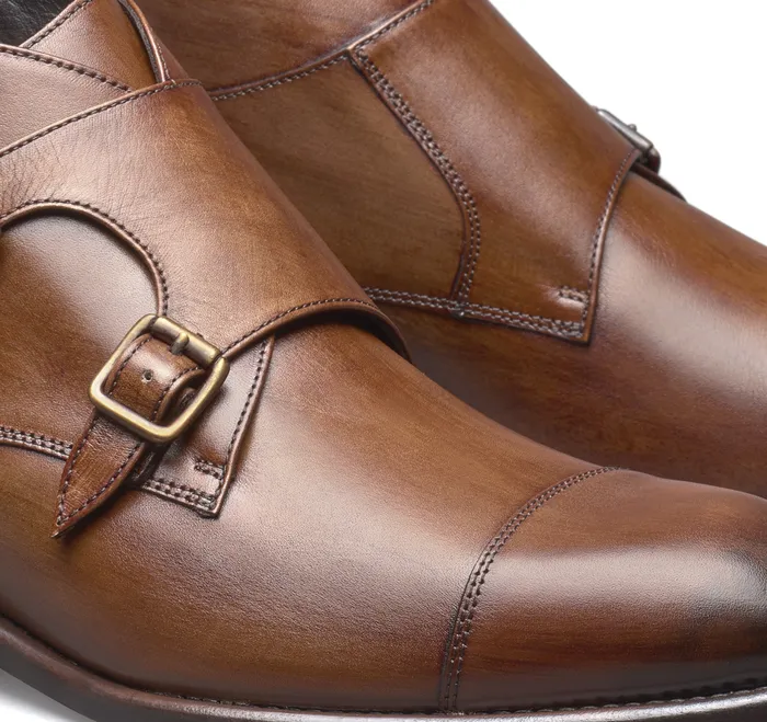 Dress Shoes Ellsworth Double Buckle Boot Brown HandStained Calfskin 8211 Johnston and Murphy Men