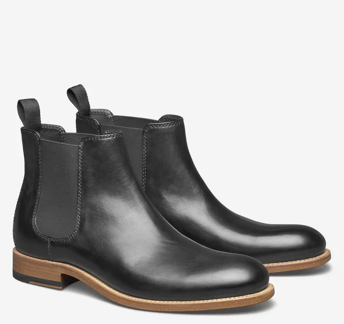 Dress Shoes Men Johnston and Murphy Dudley Chelsea Boot Black DipDyed Calfskin