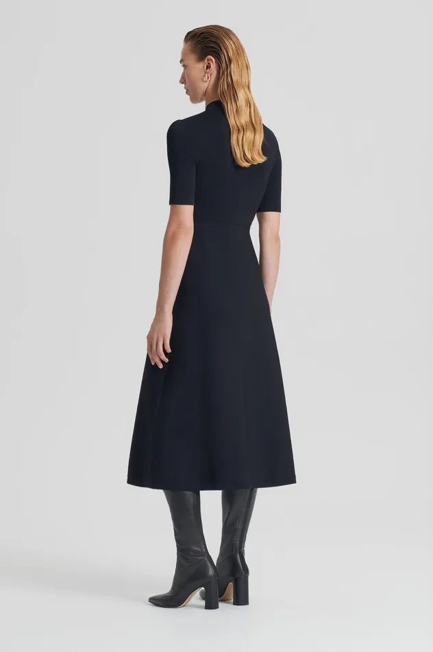 Dresses CREPE KNIT SSLV BUTTON DRESS BLACK 8211 Scanlan Theodore Women