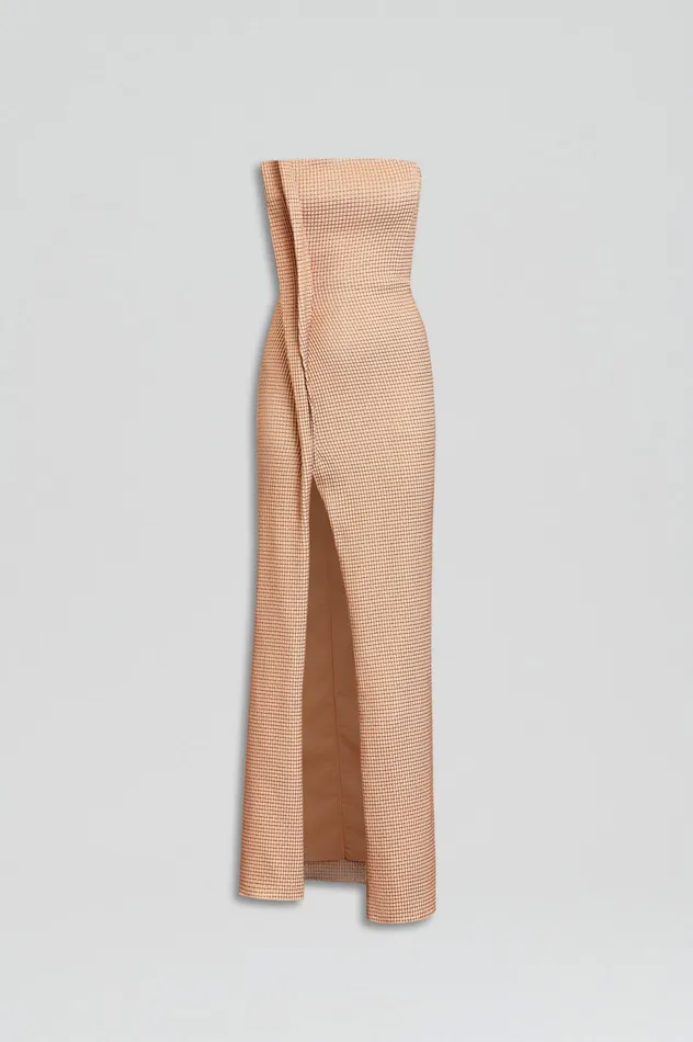 Dresses TINSEL GINGHAM GOWN ROSE GOLD Scanlan Theodore Women Dresses TINSEL GINGHAM GOWN ROSE GOLD Scanlan Theodore Women