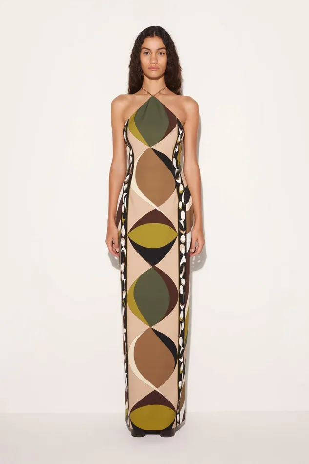 Dresses Women PUCCI PesciPrint Halterneck Long Dress