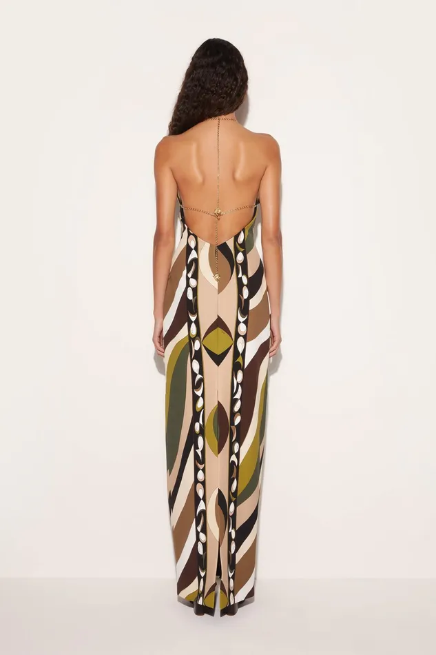 Dresses Women PUCCI PesciPrint Halterneck Long Dress