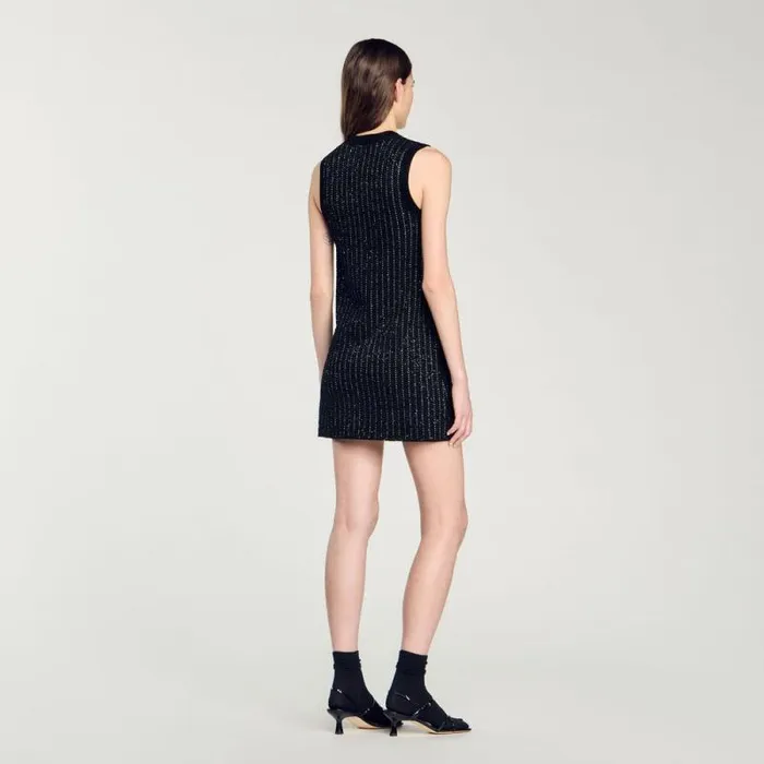 Dresses Women SANDRO Fancy Knit Dress Black Dresses Women SANDRO Fancy Knit Dress Black
