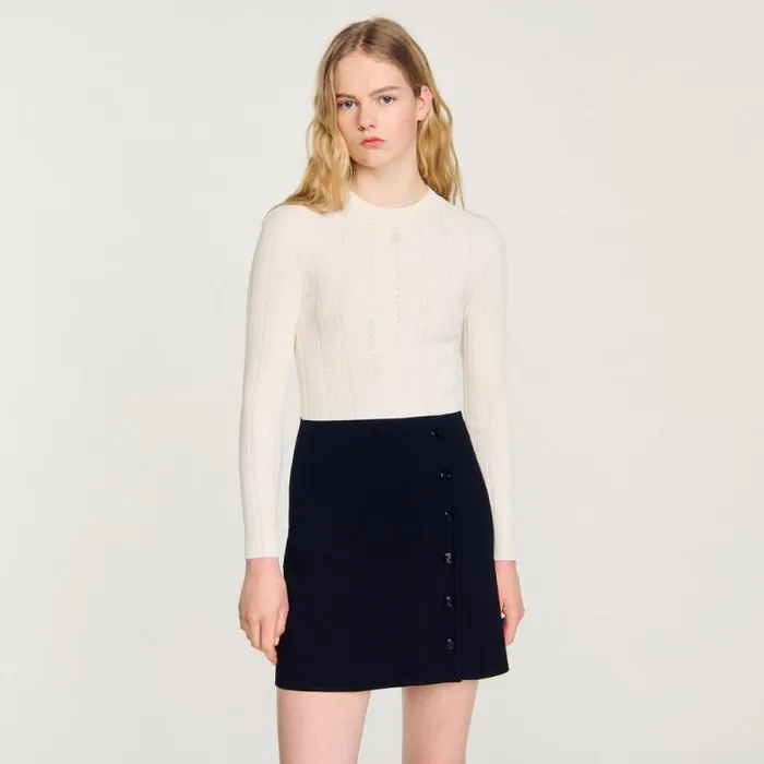 Dresses Women SANDRO Knit Dress Ecru Black