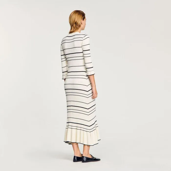 Dresses Women SANDRO Stripy Knit Maxi Dress Ecru